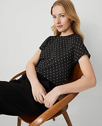 Ann Taylor Petite Geo Mixed Media T-Shirt Size Small Black Women's