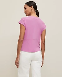 Ann Taylor Petite Knotted V-Neck Top Orchid Glow Women's