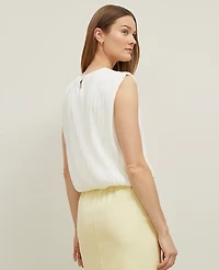 Ann Taylor Petite Pleated Bubble Hem Top Winter White Women's