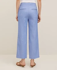Ann Taylor The Petite Sailor Grace Straight Pant Linen Blend — Curvy Fit Blue Grotto Women's