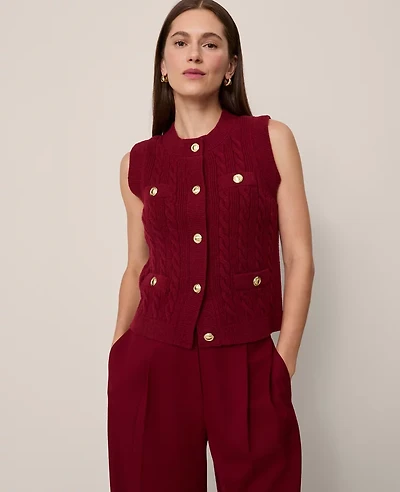 Ann Taylor Cable Sweater Vest Women's