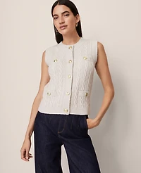 Ann Taylor Cable Sweater Vest Pale Sand Heather Women's