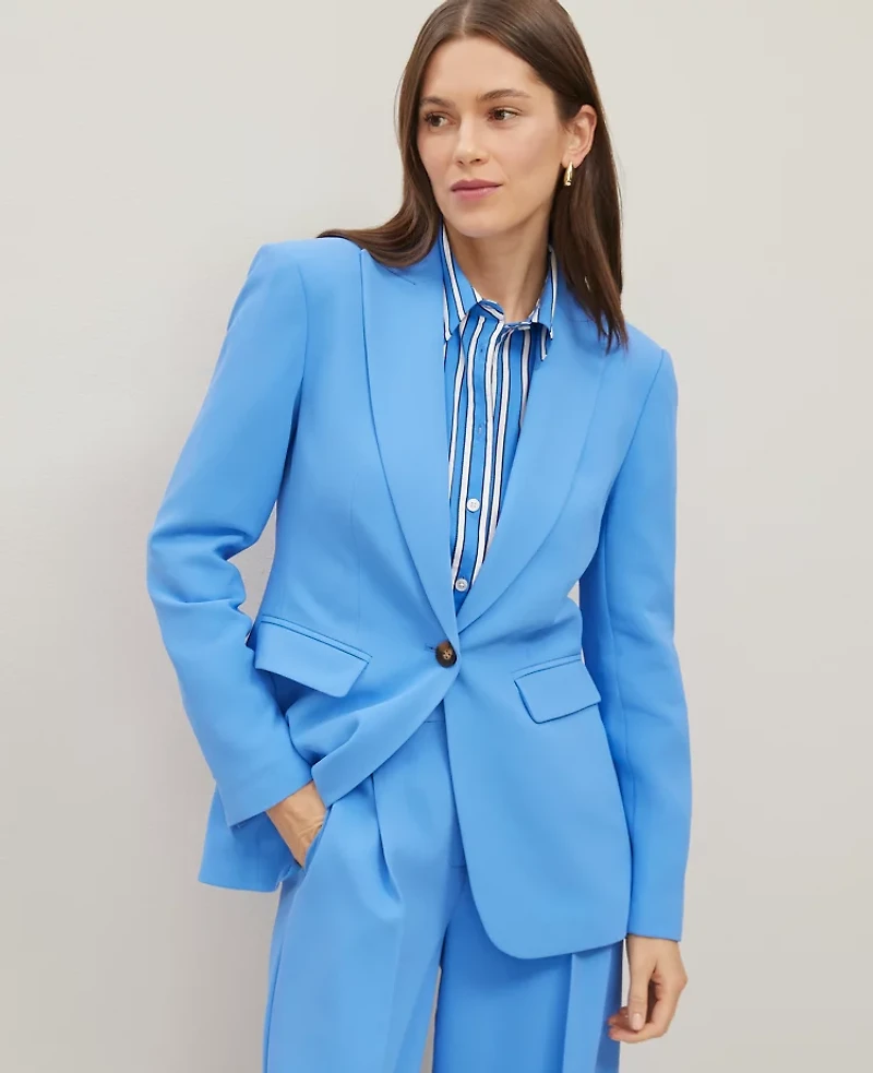 Ann Taylor Petite Fluid Crepe Fitted Long Blazer Women's