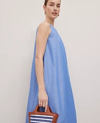 Ann Taylor Petite Weekend Collection Chambray Halter Maxi Dress Blue Yonder Women's