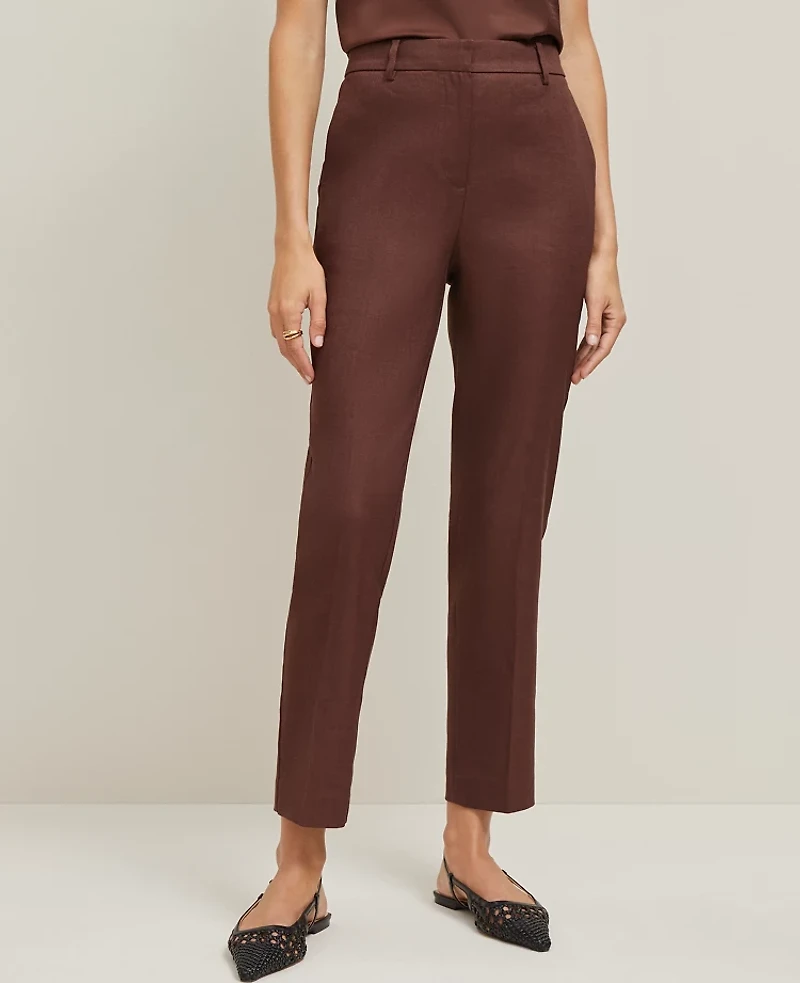 Ann Taylor The Ankle Pant in Linen Blend — Curvy Fit Size 0 Rich Walnut Women's