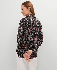 Ann Taylor Floral Camp Shirt Black Women's