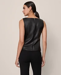 Ann Taylor Faux Leather Shell Top Black Women's