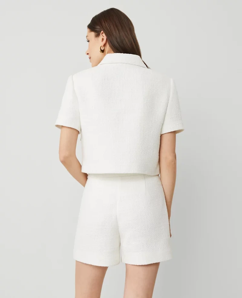 Ann Taylor Petite Tailored Tweed Jacket Size 16 White Women's