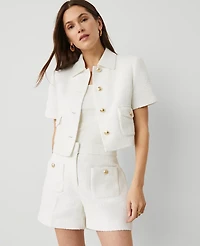 Ann Taylor Petite Tailored Tweed Jacket Size 16 White Women's