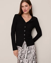 Ann Taylor Ribbed Crew Neck Cardigan Women's