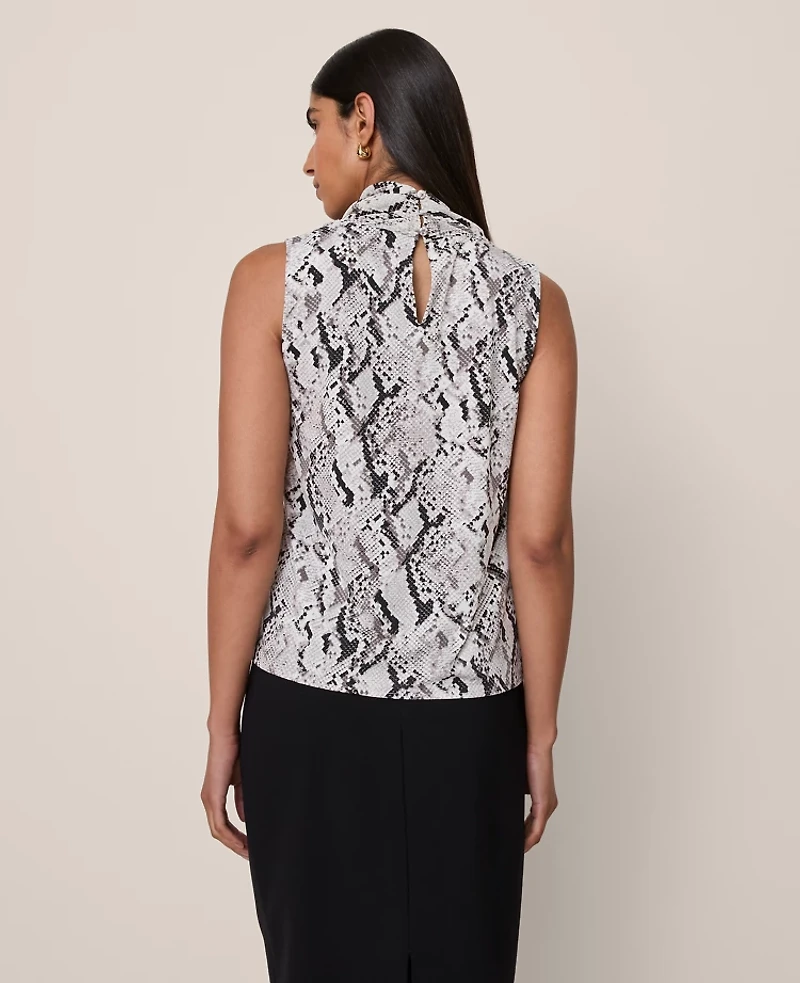 Ann Taylor Snake Print Cowl Neck Blouse Winter White Women's