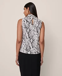 Ann Taylor Snake Print Cowl Neck Blouse Winter White Women's