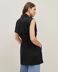 Ann Taylor Petite Trench Vest Size Large Black Women's