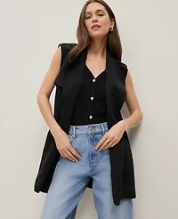 Ann Taylor Petite Trench Vest Size Large Black Women's