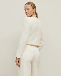 Ann Taylor Petite Shimmer Tweed Jacket Neutral/White Combo Women's