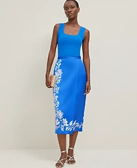Ann Taylor Petite Satin Midi Wrap Skirt B Power Blue Women's