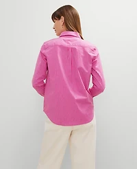 Ann Taylor Striped Relaxed Perfect Shirt Size Small Rose Violet Women's
