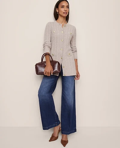 Ann Taylor Long Cable Cardigan Women's