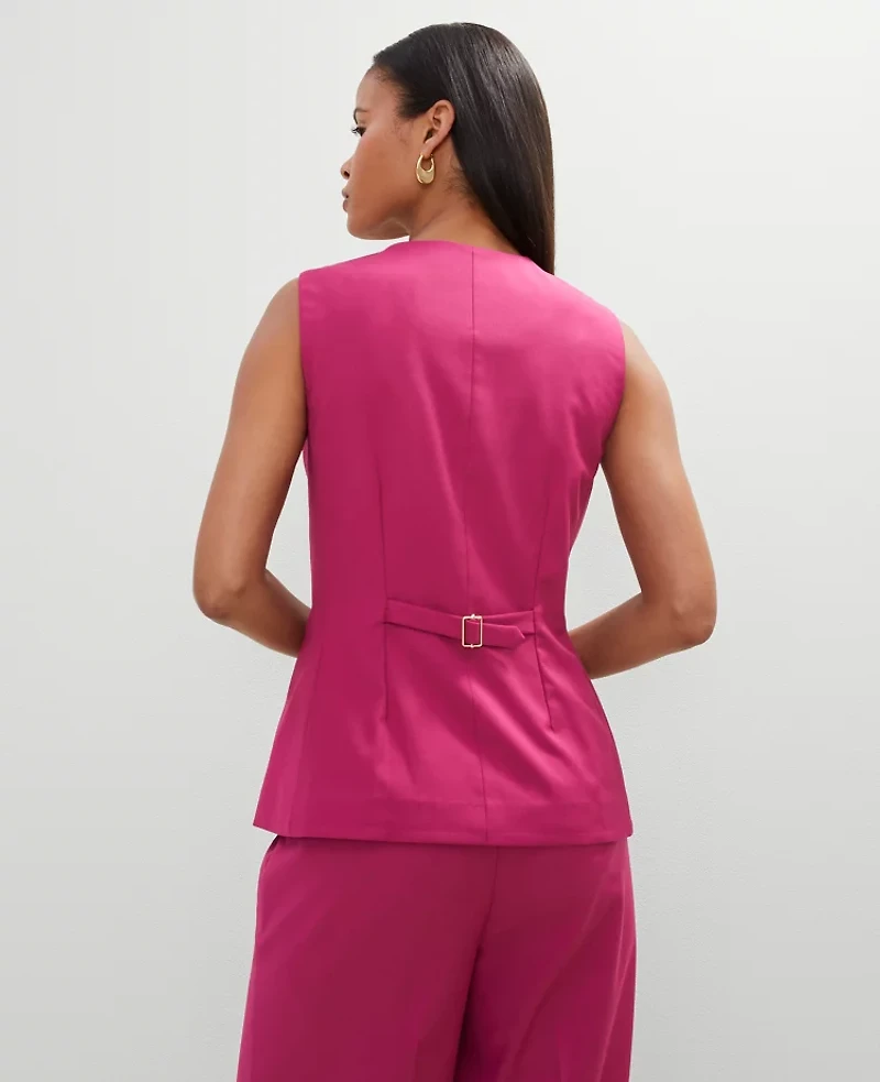 Ann Taylor The Long Crew Neck Vest Berry Splash Women's