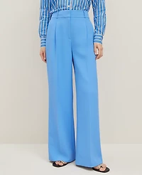 Ann Taylor The Tall Wide-Leg Pant Fluid Crepe Maritime Blue Women's