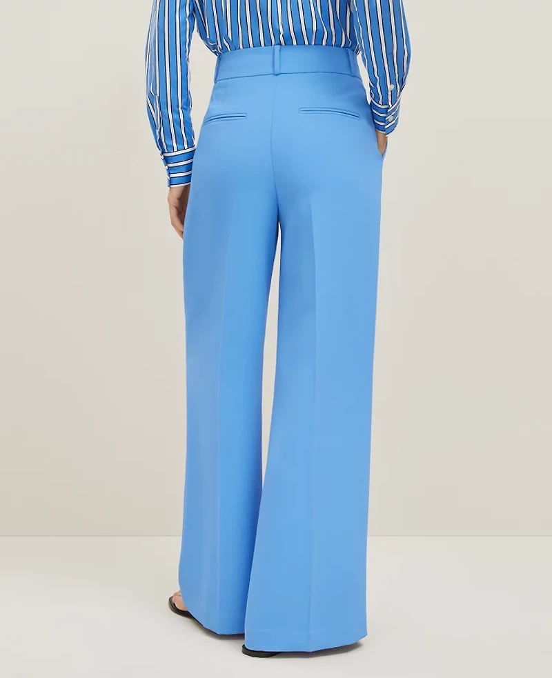 Ann Taylor The Tall Wide-Leg Pant Fluid Crepe Maritime Blue Women's