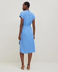 Ann Taylor Belted Knit Shirtdress Maritime Blue Women's