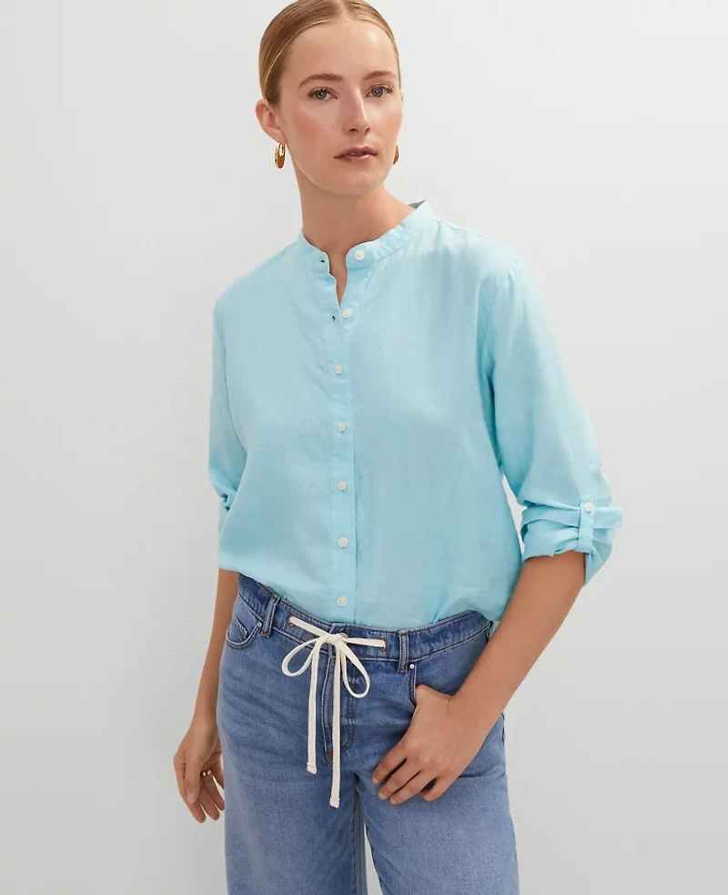 Ann Taylor Relaxed Linen Perfect Shirt Women's