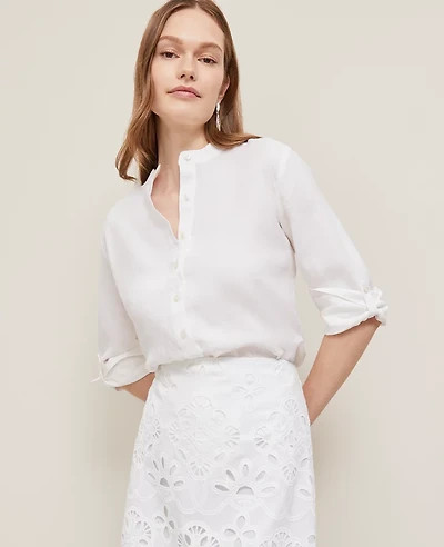 Ann Taylor Relaxed Linen Perfect Shirt Women's