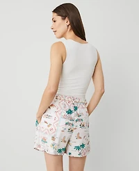 Ann Taylor Petite Map Print Belted Short Size 00 Burnt Mauve Women's