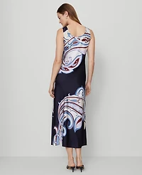 Ann Taylor Paisley Satin Slip Dress Night Sky Women's