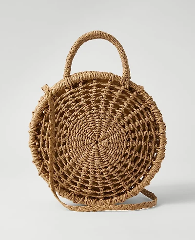 Ann Taylor Weekend Collection Raffia Crossbody Bag Natural Women's