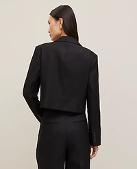 Ann Taylor The Cropped Blazer Linen Blend Black Women's