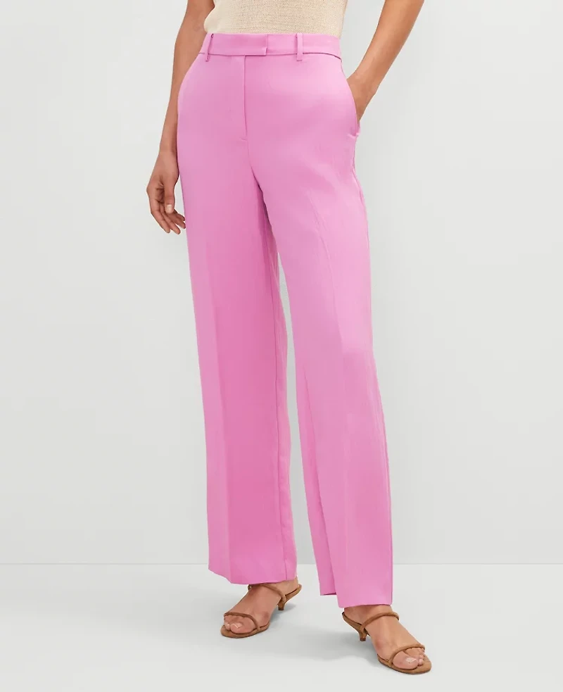 Ann Taylor The Petite Straight Trouser Pant Twill Pink Orchid Women's