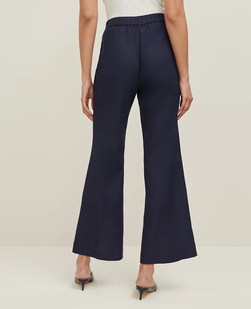 Ann Taylor The Petite Flare Ankle Pant Linen Blend Night Sky Women's