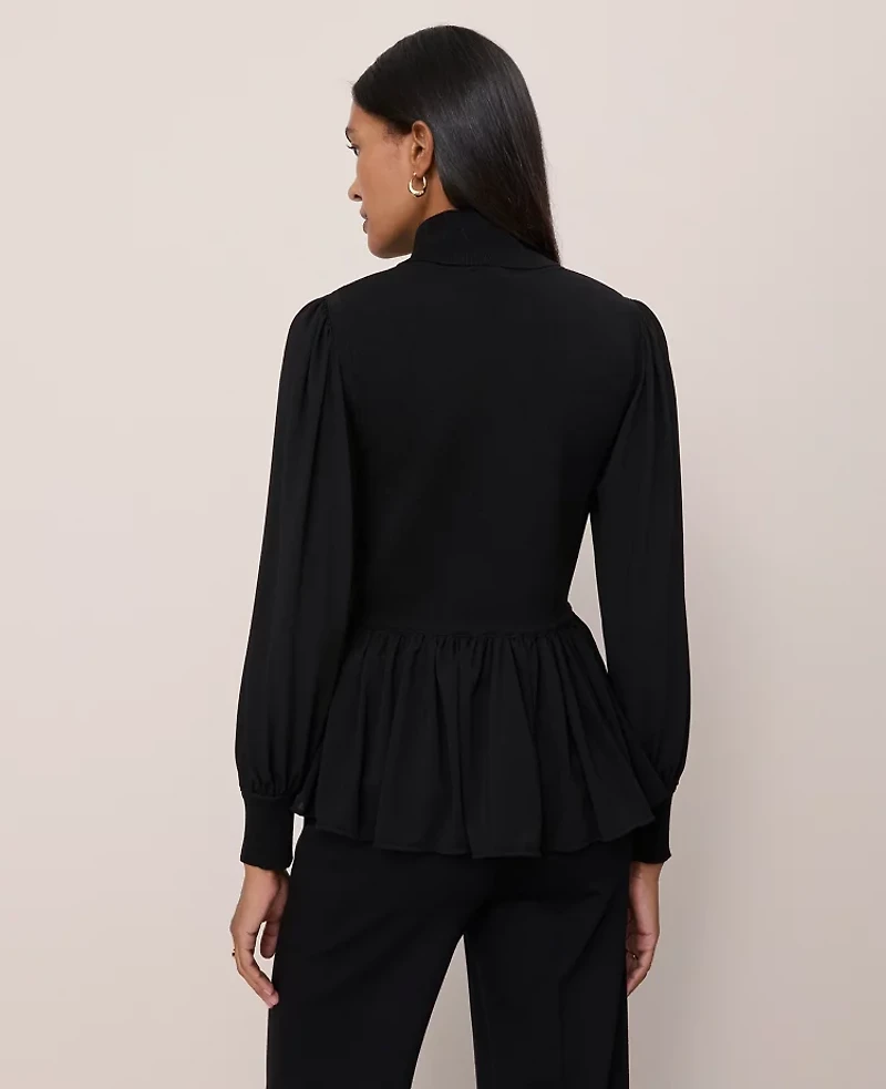 Ann Taylor Mixed Media Turtleneck Sweater Women's