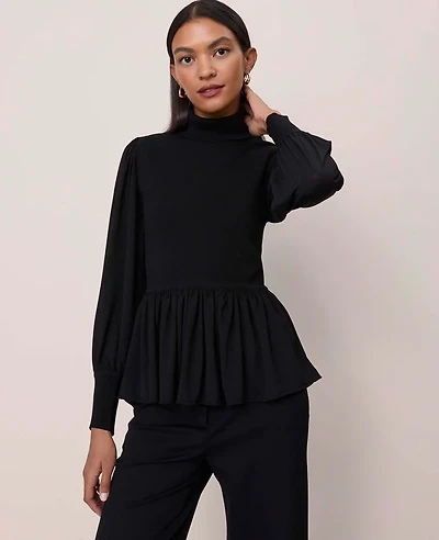 Ann Taylor Mixed Media Turtleneck Sweater Women's