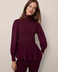 Ann Taylor Mixed Media Turtleneck Sweater Size Large Poised Plum Women's