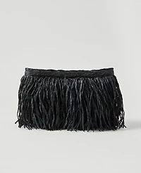 Ann Taylor Raffia Fringe Clutch Handbag Black Women's