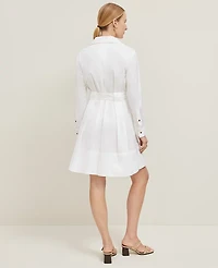 Ann Taylor Petite Flare Pocket Shirtdress Size 8 White Women's