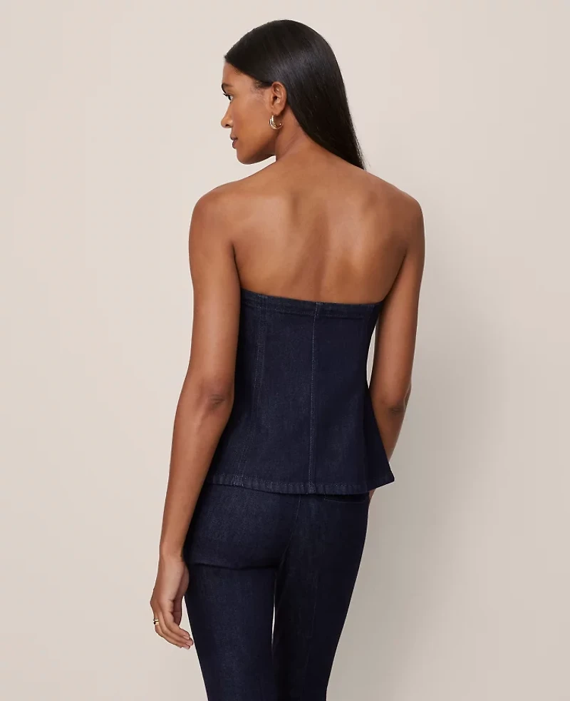 Ann Taylor Strapless Denim Vest Classic Rinse Wash Women's