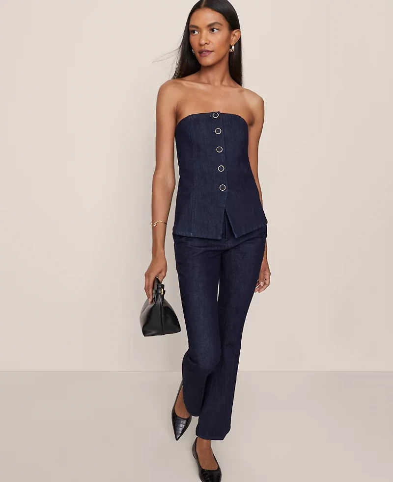 Ann Taylor Strapless Denim Vest Classic Rinse Wash Women's