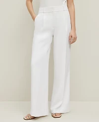 Ann Taylor The Tall Wide-Leg Pant in Textured Crepe Size 4 White Women's