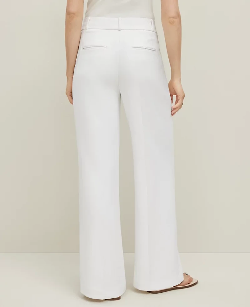 Ann Taylor The Tall Wide-Leg Pant in Textured Crepe Size 4 White Women's