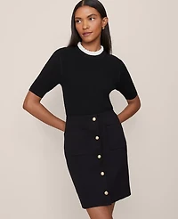 Ann Taylor Ruffle Neck Ribbed Sweater Women's
