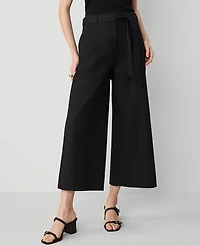 Ann Taylor The Petite Belted Cropped Palazzo Pant Poplin Women's