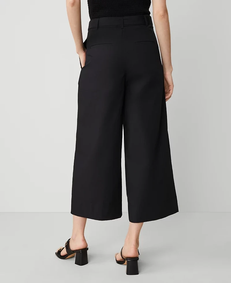 Ann Taylor The Petite Belted Cropped Palazzo Pant Poplin Women's