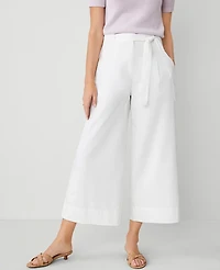 Ann Taylor The Petite Belted Cropped Palazzo Pant Poplin Women's