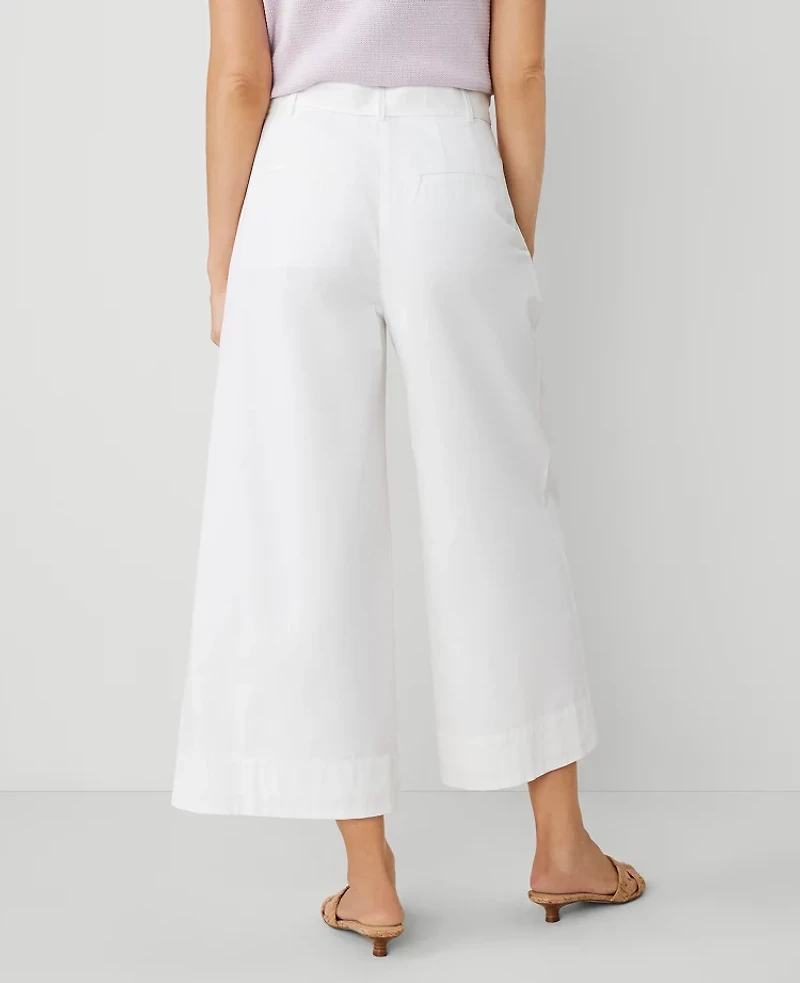 Ann Taylor The Petite Belted Cropped Palazzo Pant Poplin Women's
