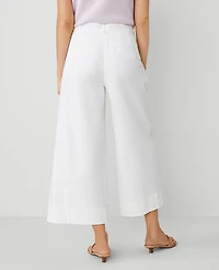 Ann Taylor The Petite Belted Cropped Palazzo Pant Poplin Women's