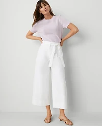 Ann Taylor The Petite Belted Cropped Palazzo Pant Poplin Women's
